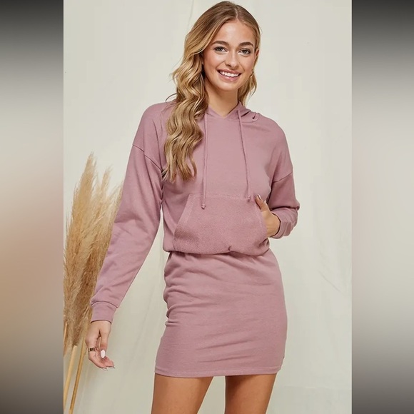 🕊️097- Women's Mauve Hoodie Dress - Picture 3 of 3